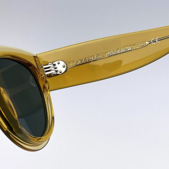 Celine CL40008I 39N Sunglasses Unisex Shiny Yellow Green Rounded Cat Eye - Picture 9 of 11